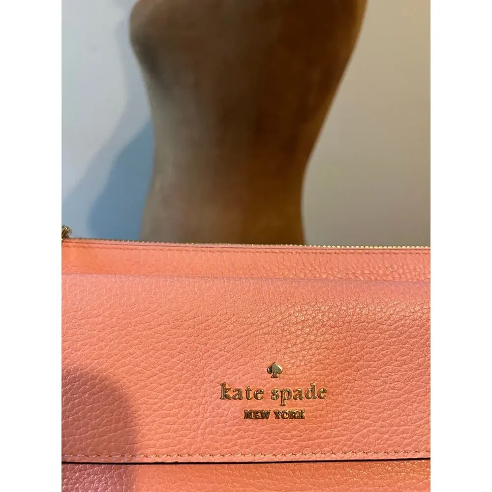 Kate Spade Leila Small Flap Crossbody Pebbled Leather in Peachy Rose $269